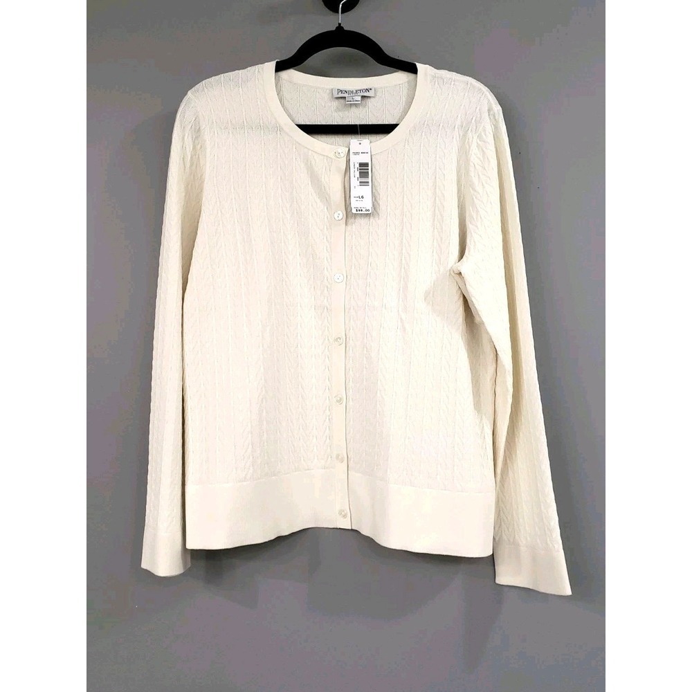 NEW PETITE LARGE Pendleton Button Up Silk Blend Textured cardigan old money